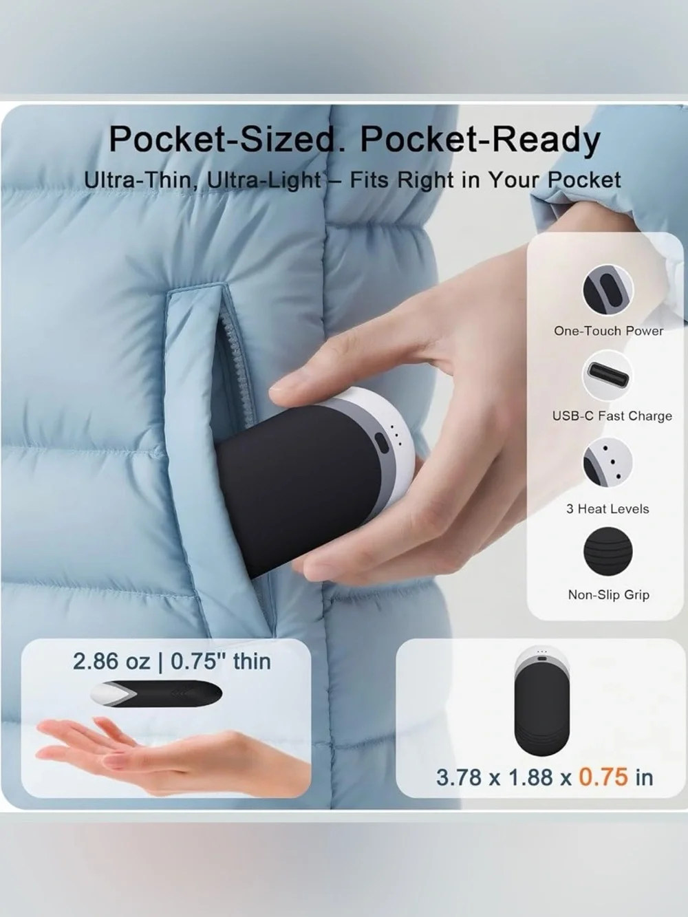 Rechargeable Hand Warmer 2 pack with thermal silicone full warmth